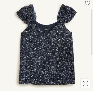 J.Crew Cap-sleeve crinkle chiffon top in dot
